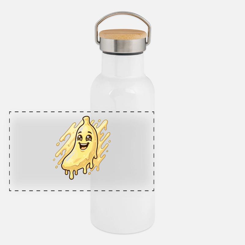Lachender Blob Banane Panorama Thermosflasche mit Bambusdeckel