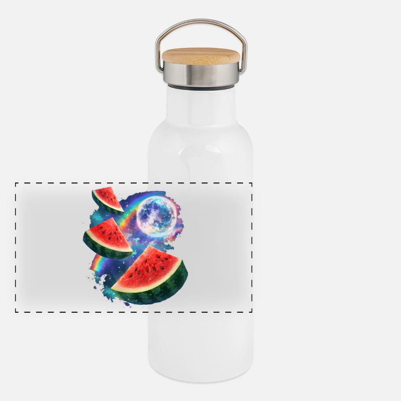 Space Melon Neon Cosmos Gourde isotherme avec bouchon en bambou