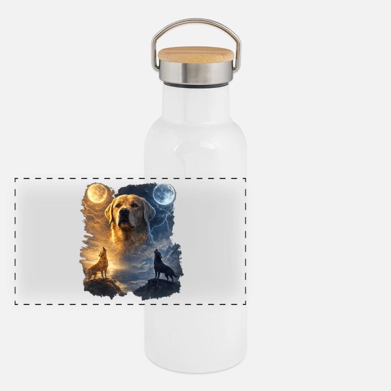 Gardien de la Lune Labrador Retriever Gourde isotherme avec bouchon en bambou