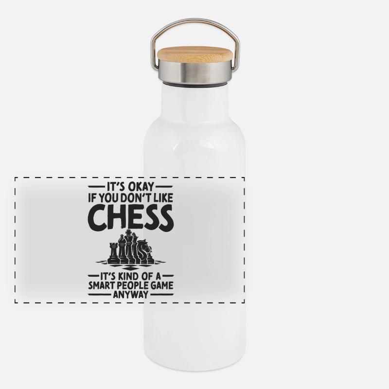 Chess Smart People Game Strategy Chess Saying Panoramic Thermal Bottle with Bamboo Lid