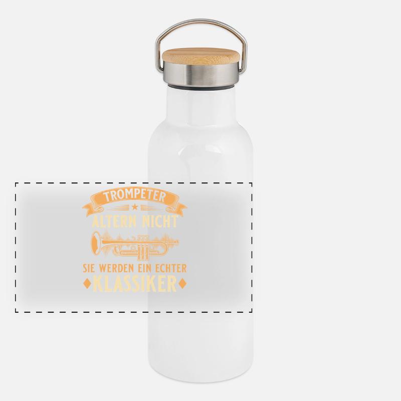 Trompeter altern nicht - Echter Klassiker Musiker Panorama Thermosflasche mit Bambusdeckel