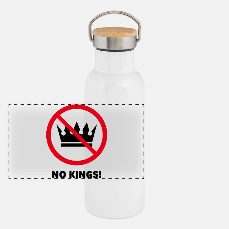 Keine Könige! (Protestdesign / POS 2C) Panorama Thermosflasche mit Bambusdeckel