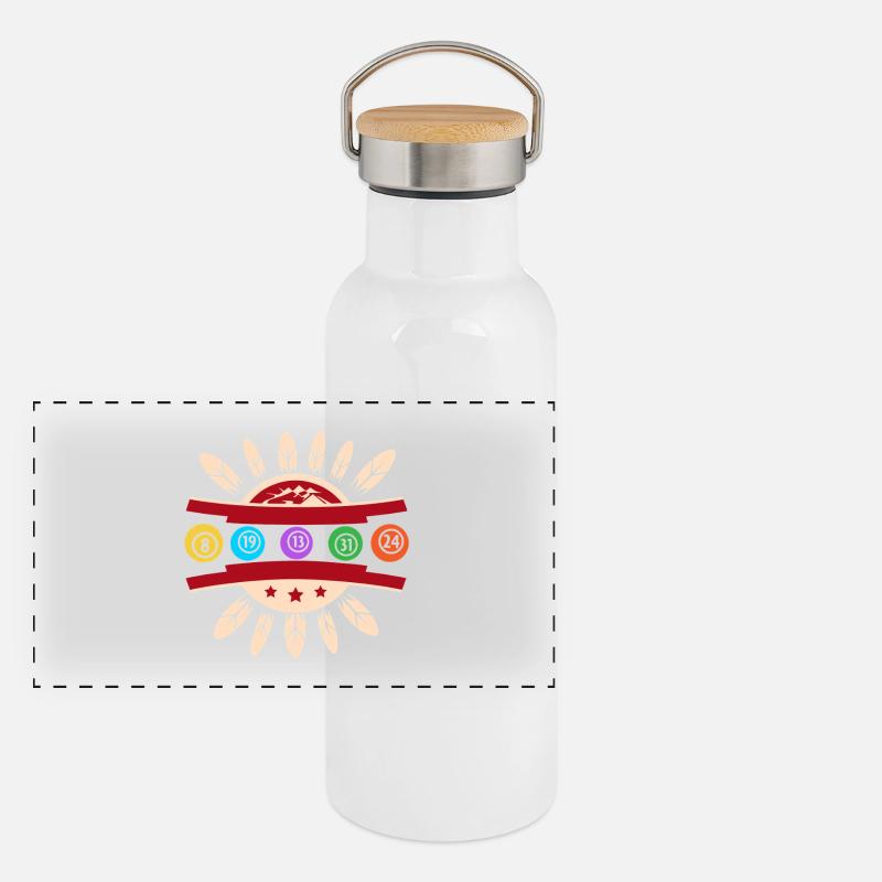 Bingo Game Indians Bingo Panorama Thermosflasche mit Bambusdeckel