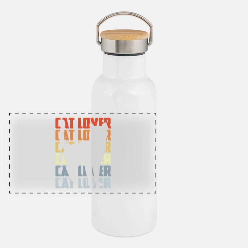 Cat Lover Vintage Look - Thermos con coperchio in bambù - bianco