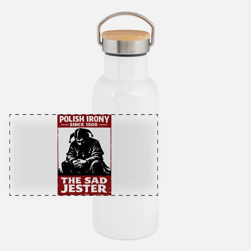 Polnische Ironie: Stańczyk, der traurige Narr Panorama Thermosflasche mit Bambusdeckel