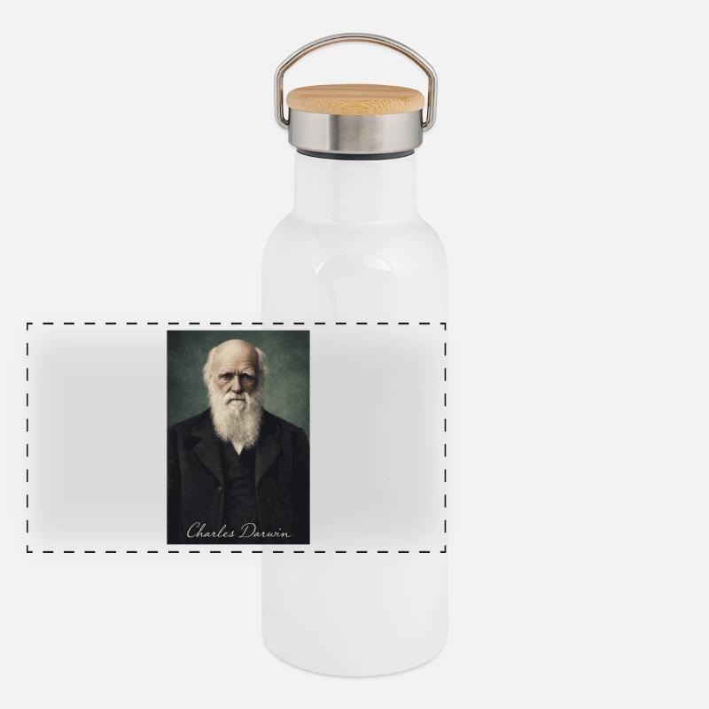 Charles Darwin Porträt Panorama Thermosflasche mit Bambusdeckel