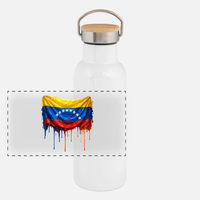 Venezuela Drop Flag Panoramic Thermal Bottle with Bamboo Lid
