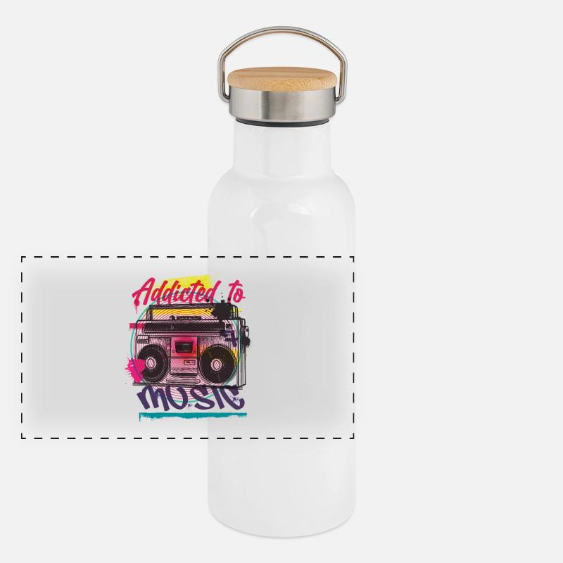 Graffiti Music Panoramic Thermal Bottle with Bamboo Lid