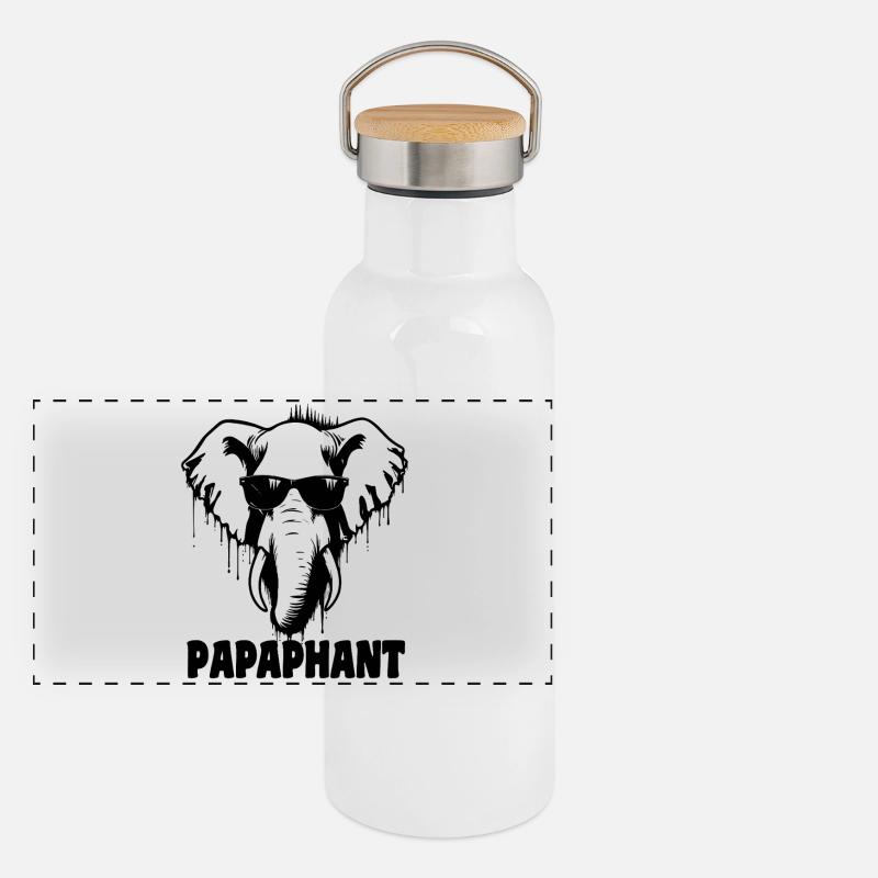 Papaphant - Elephant Father's Day Panoramic Thermal Bottle with Bamboo Lid