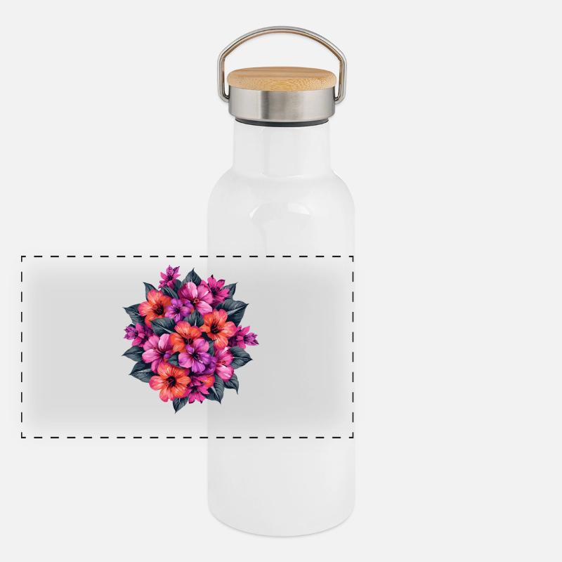 Spring hibiscus bouquet Panoramic Thermal Bottle with Bamboo Lid