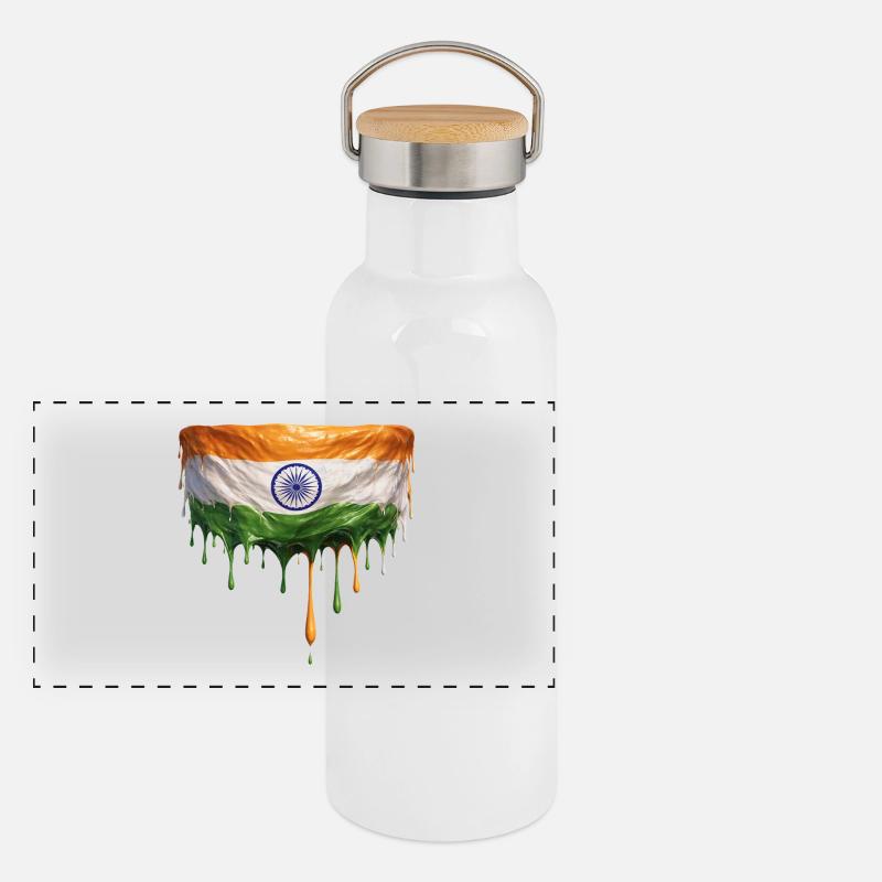 Art du drapeau indien Gourde isotherme avec bouchon en bambou