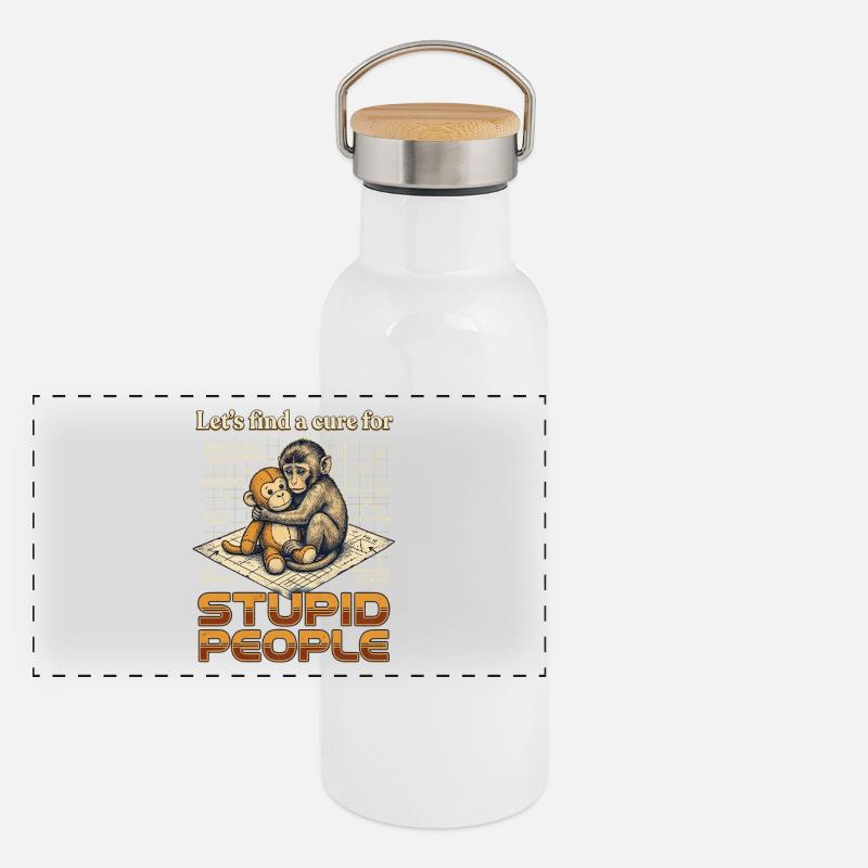 Trouvons un remède pour les gens stupides Monkey Punch Gourde isotherme avec bouchon en bambou