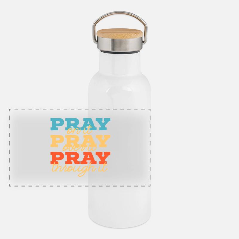 Pray On It Layered Typography Panoramic Thermal Bottle with Bamboo Lid