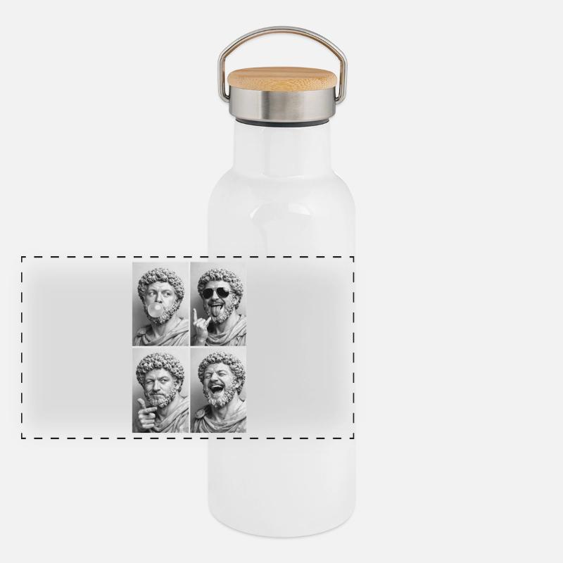 Marcus Aurelius Collage Panoramic Thermal Bottle with Bamboo Lid
