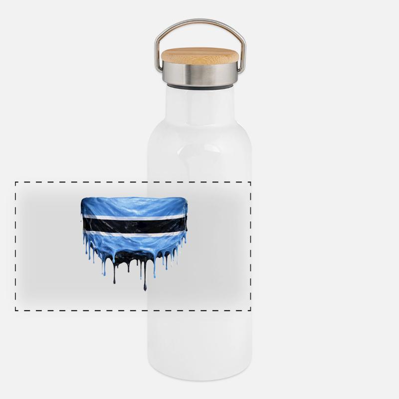 Botswana Flag Drop Art Panoramic Thermal Bottle with Bamboo Lid