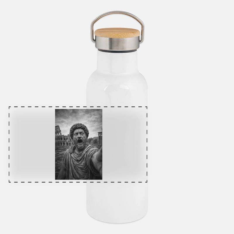 Autoportrait de Marc Aurèle Gourde isotherme avec bouchon en bambou