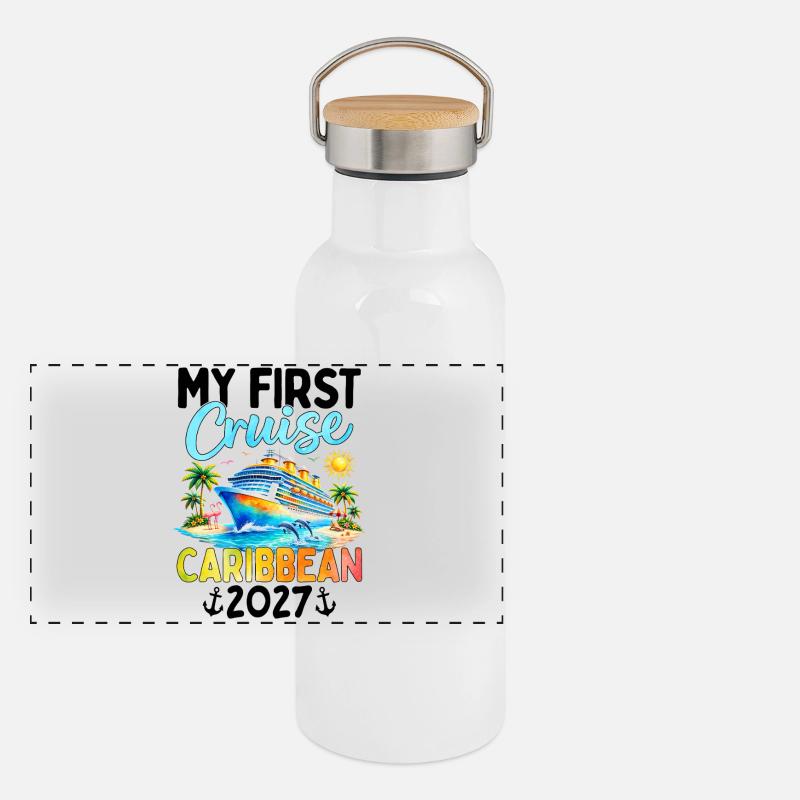 My First Cruise Caribbean 2027 Panoramic Thermal Bottle with Bamboo Lid
