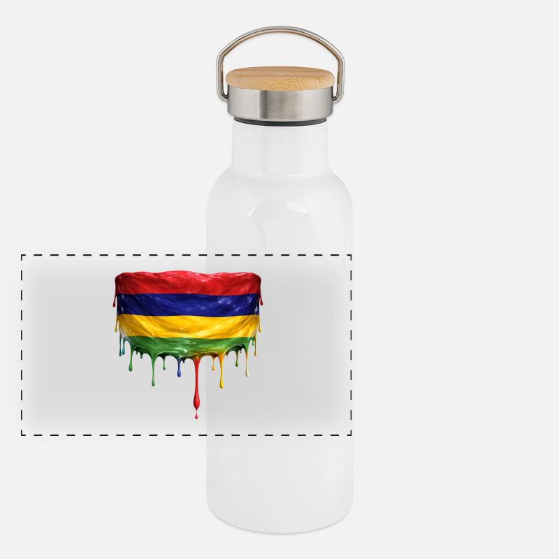 Art du drapeau de Maurice Gourde isotherme avec bouchon en bambou