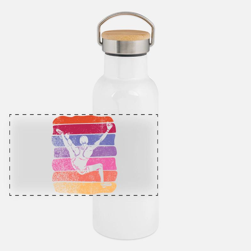 Boulderer Boulder Bouldern Panorama Thermosflasche mit Bambusdeckel