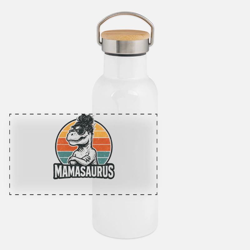 Mamasaurus Mama Mutter Geschenkidee Humor Lustig Panorama Thermosflasche mit Bambusdeckel
