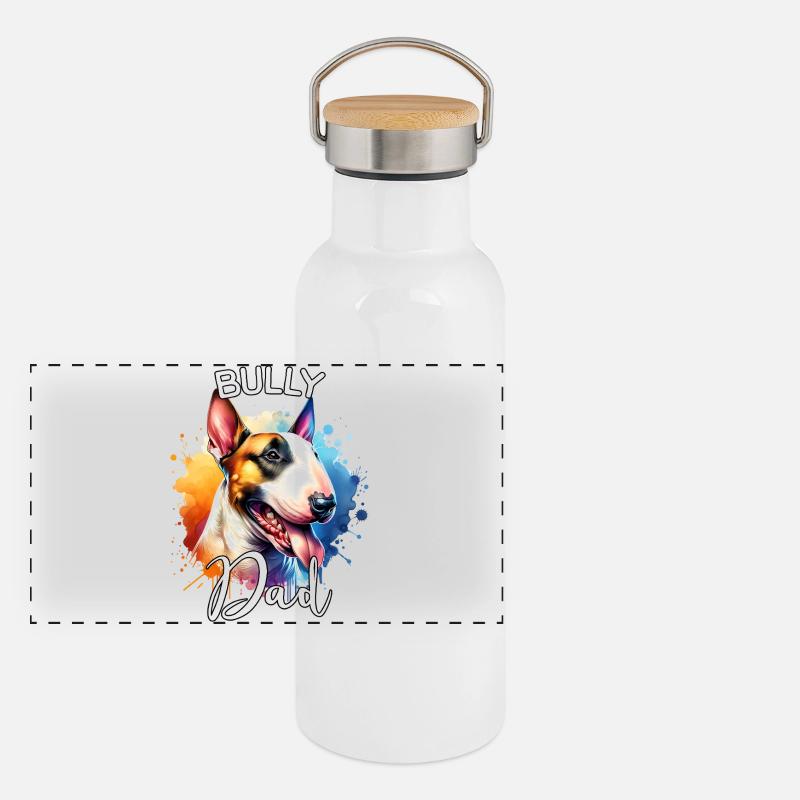 Papa Bull Terrier Gourde isotherme avec bouchon en bambou