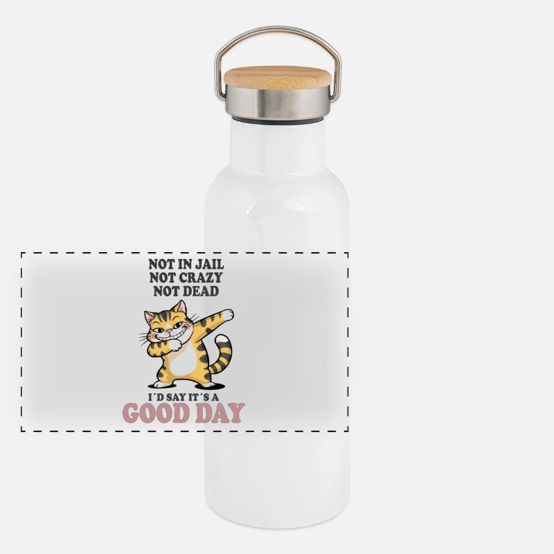 Not in Jail Not Crazy Not Dead Good Day Panoramic Thermal Bottle with Bamboo Lid