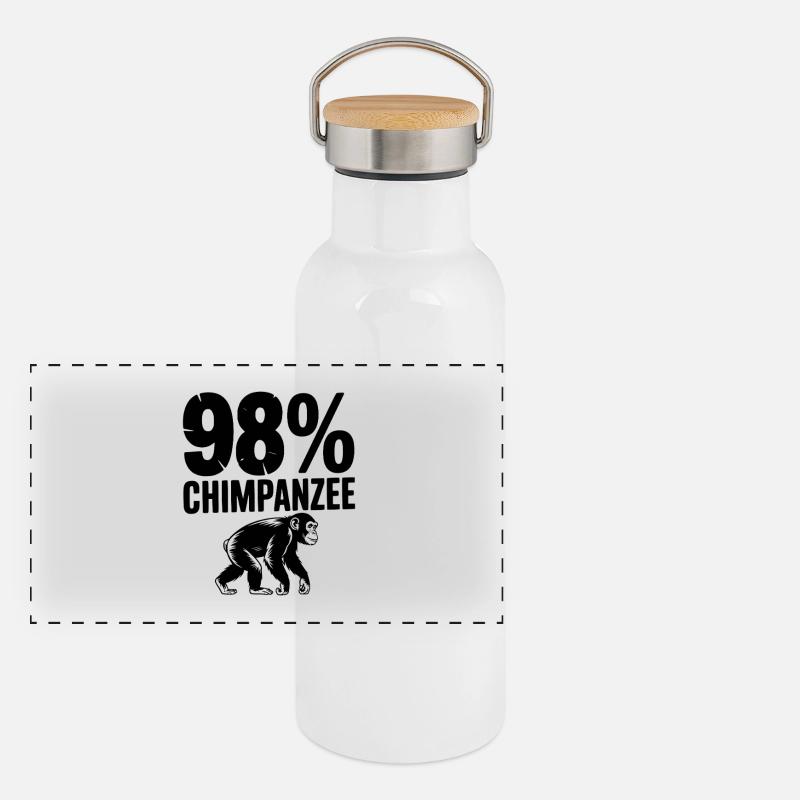 98 % Schimpansen Panorama Thermosflasche mit Bambusdeckel
