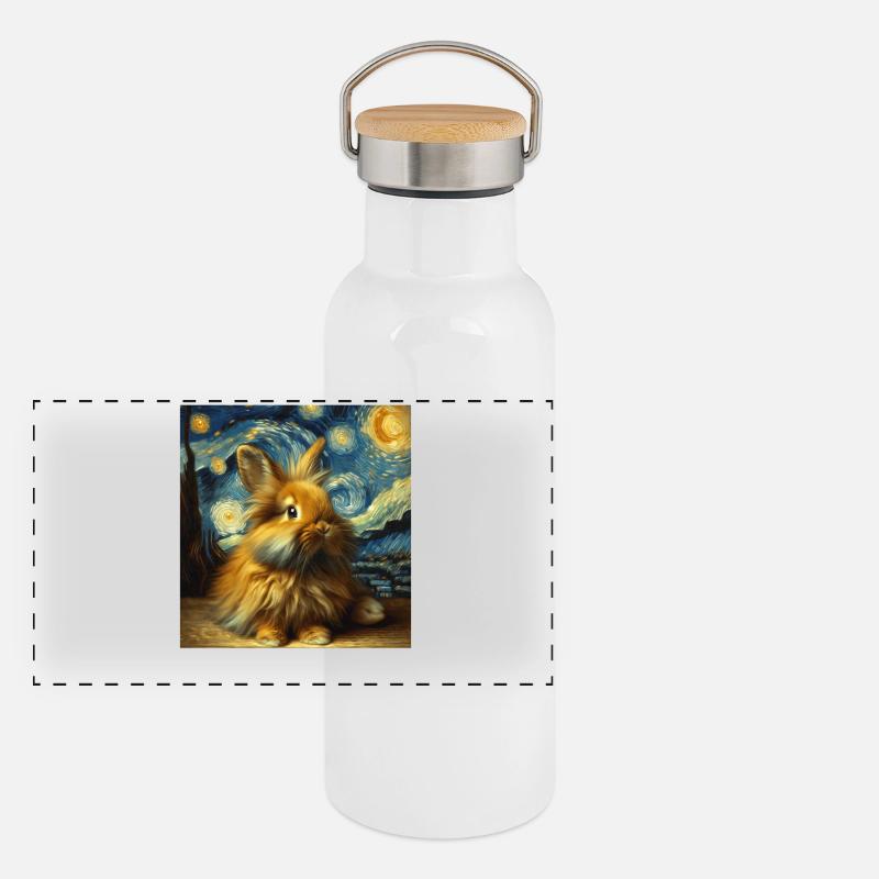 Dwarf Rabbit Starry Night Panoramic Thermal Bottle with Bamboo Lid