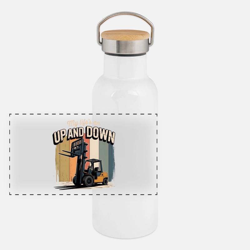 My Life Up Down | Forklifts Panoramic Thermal Bottle with Bamboo Lid