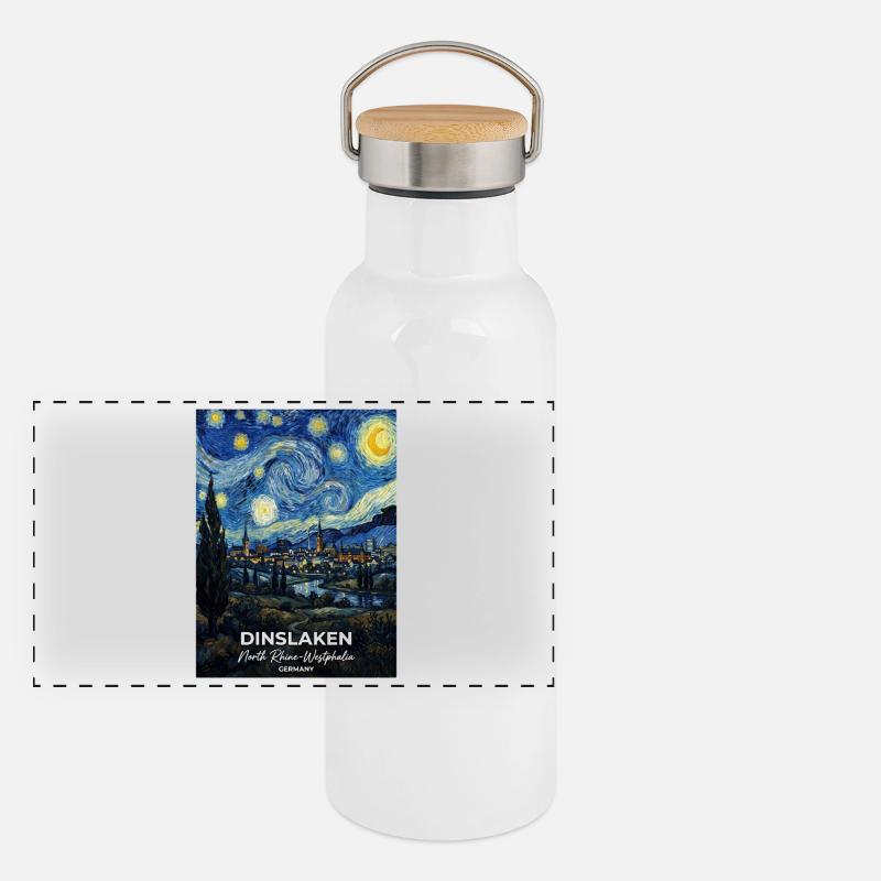 Dinslaken Germany Starry Night Panoramic Thermal Bottle with Bamboo Lid