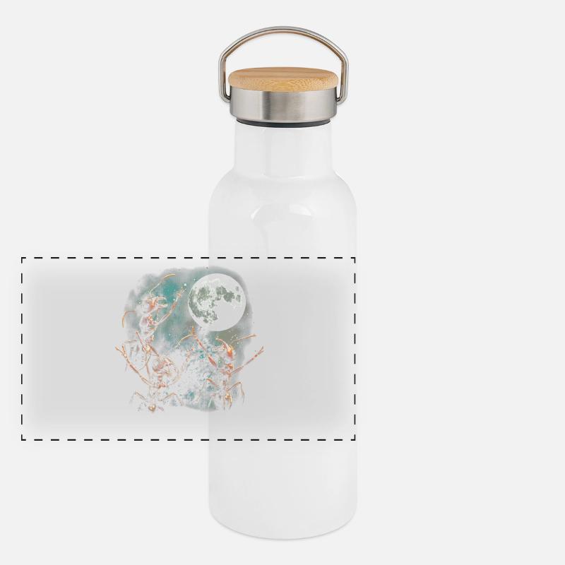 Mondnacht Antenabenteuer Panorama Thermosflasche mit Bambusdeckel