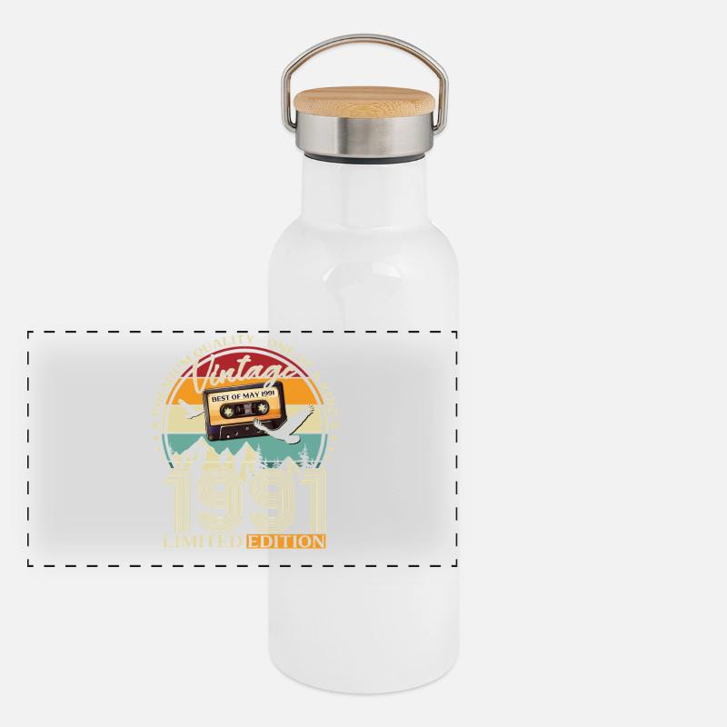 35. Geburtstag Geschenk Mann Best of Mai 1991 Panorama Thermosflasche mit Bambusdeckel