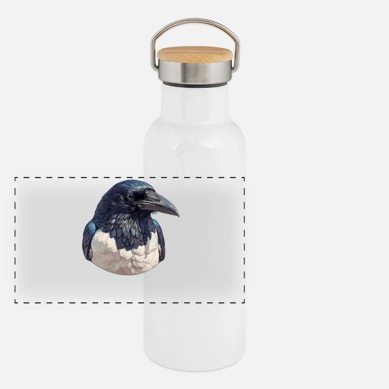 Magpies Magpie - Panoramic Thermal Bottle with Bamboo Lid - white