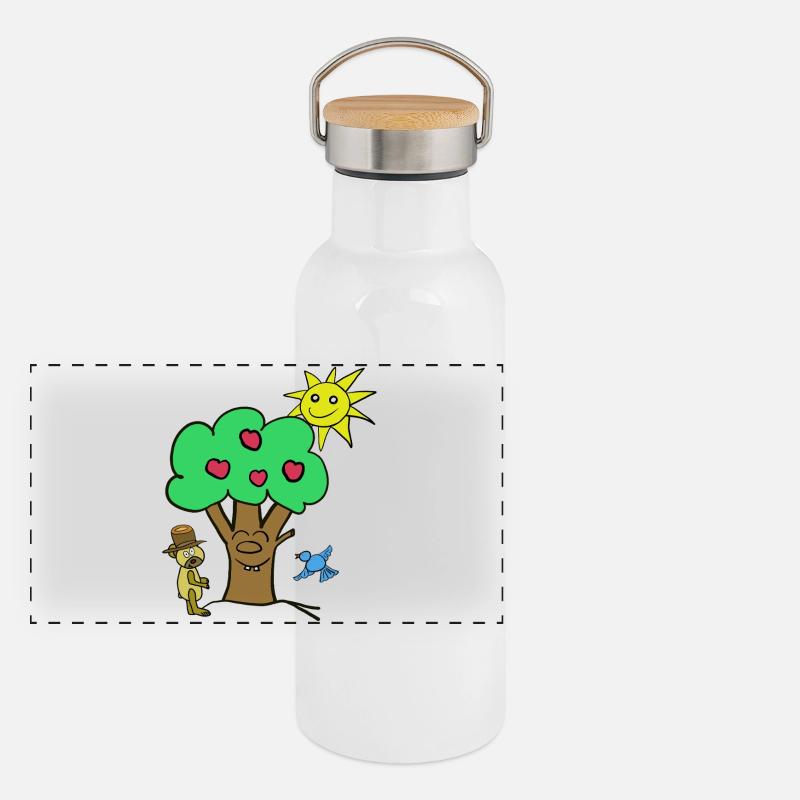 Teddy Apfelbaum Kinder Kind Bär Teddybär Panorama Thermosflasche mit Bambusdeckel