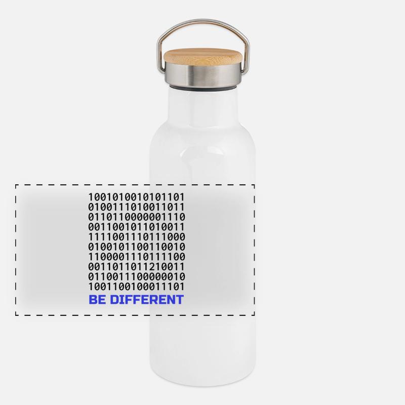 Be Different: Binary Pattern with Message Panoramic Thermal Bottle with Bamboo Lid