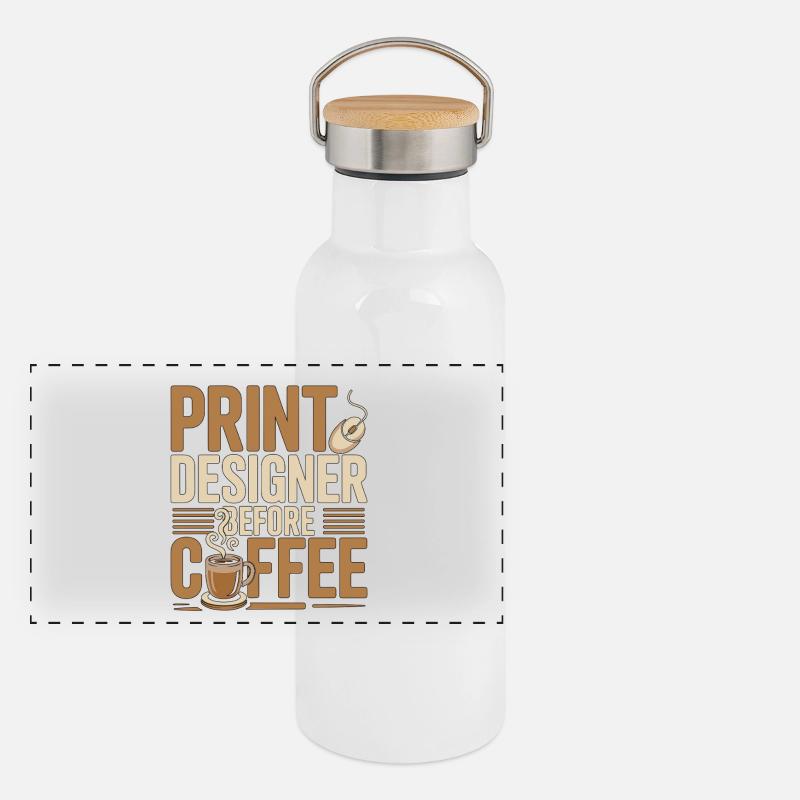 Designer d’impression avant graphiste Amant du café Gourde isotherme avec bouchon en bambou