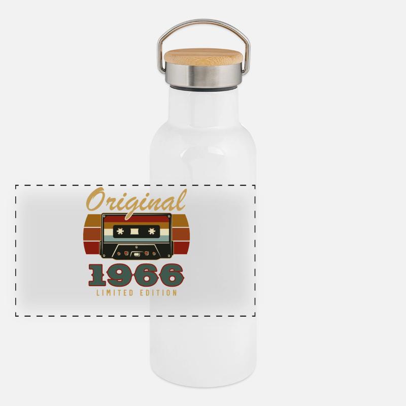 1966 Vintage Retro Geburtstagsgeschenk Panorama Thermosflasche mit Bambusdeckel