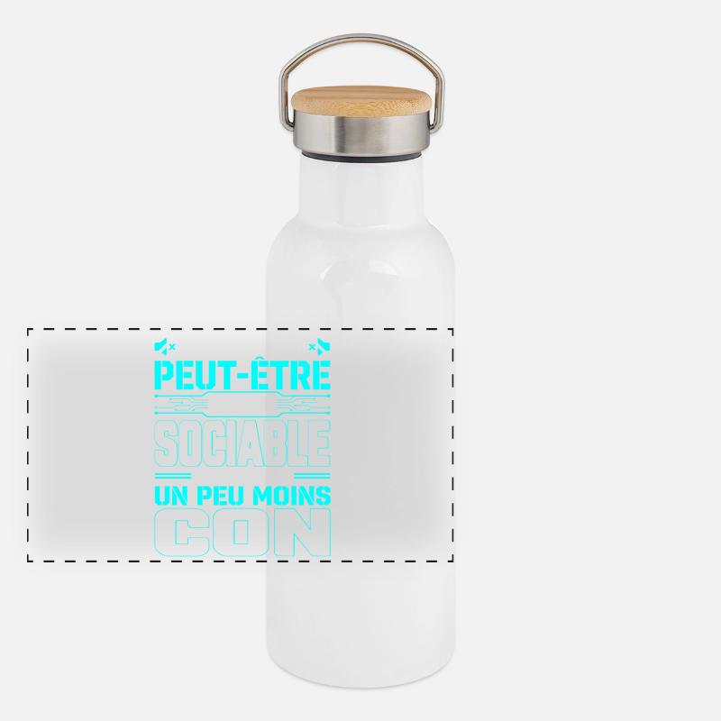 Je Serais Peut-Être Plus Sociable Gourde isotherme avec bouchon en bambou