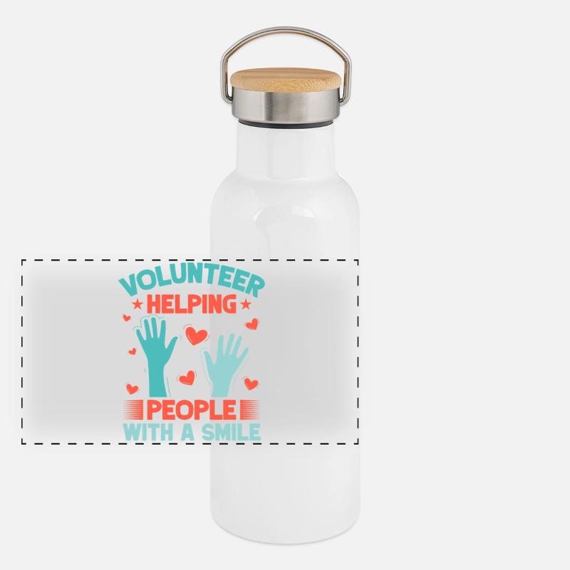 Volunteer Appreciation Helping People With Smile Panorama Thermosflasche mit Bambusdeckel