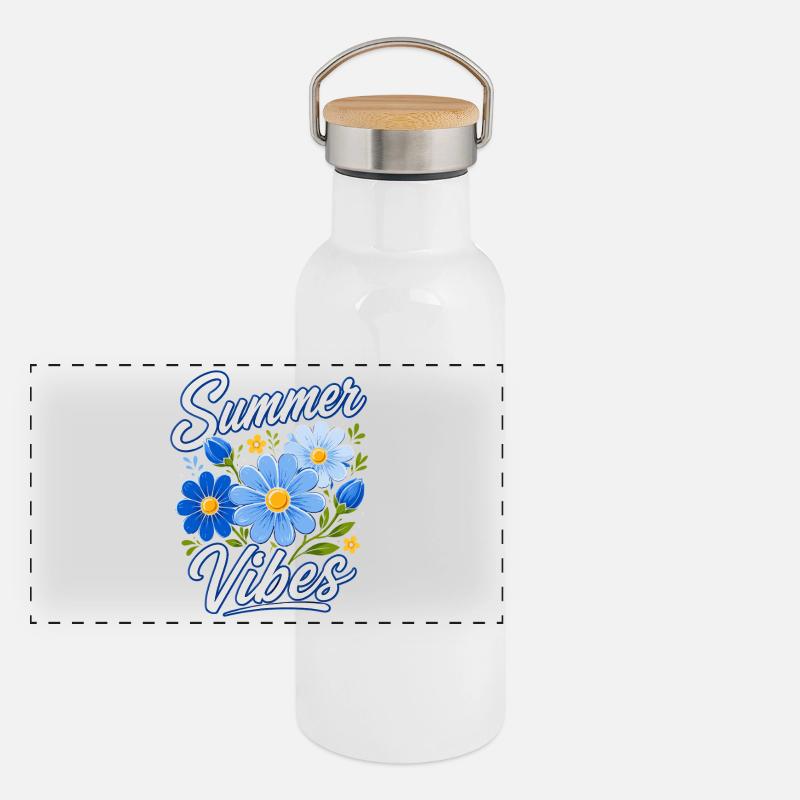 Summer Vibes Bouquet Panoramic Thermal Bottle with Bamboo Lid