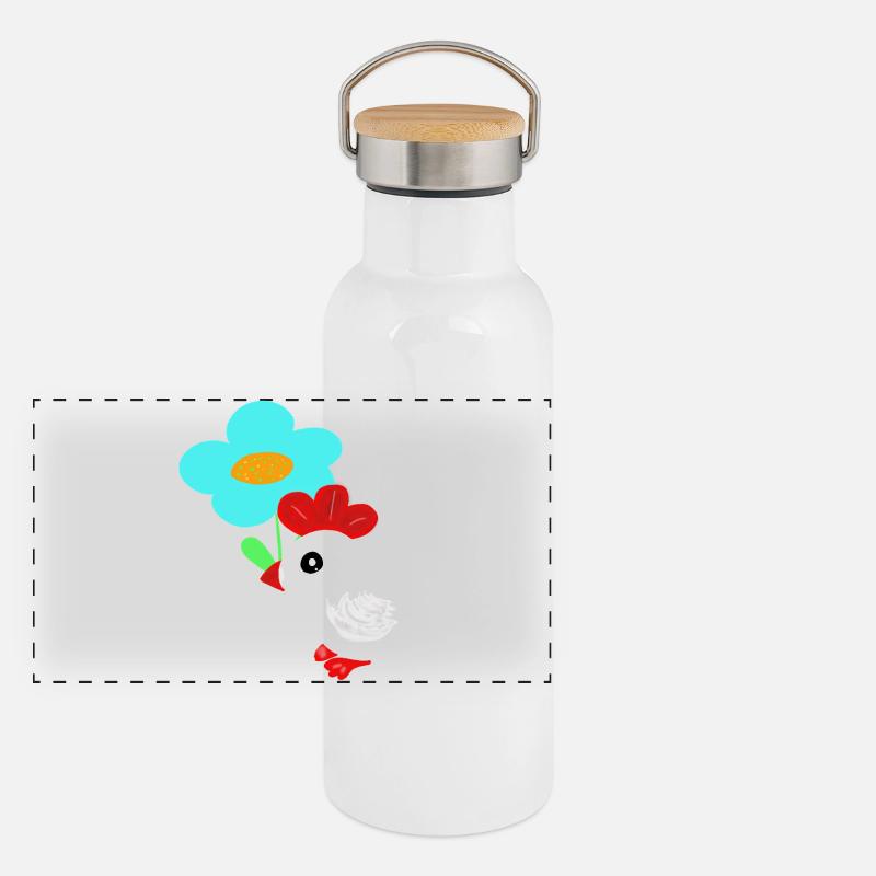 Printemps des Enfants Poulet Fleurs Gourde isotherme avec bouchon en bambou