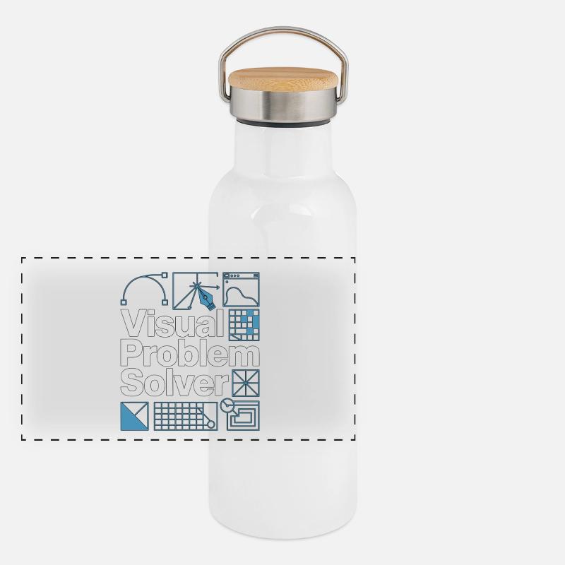 Graphiste Problème visuel Designer créatif Gourde isotherme avec bouchon en bambou