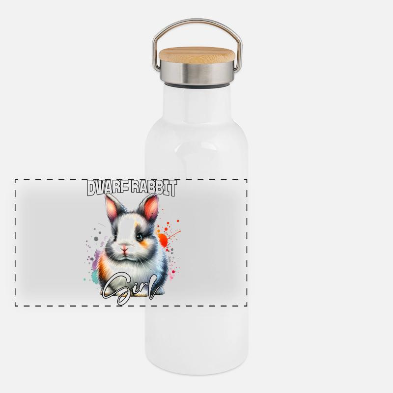 Dwarf Rabbit Girl Dwarf Rabbit Panoramic Thermal Bottle with Bamboo Lid