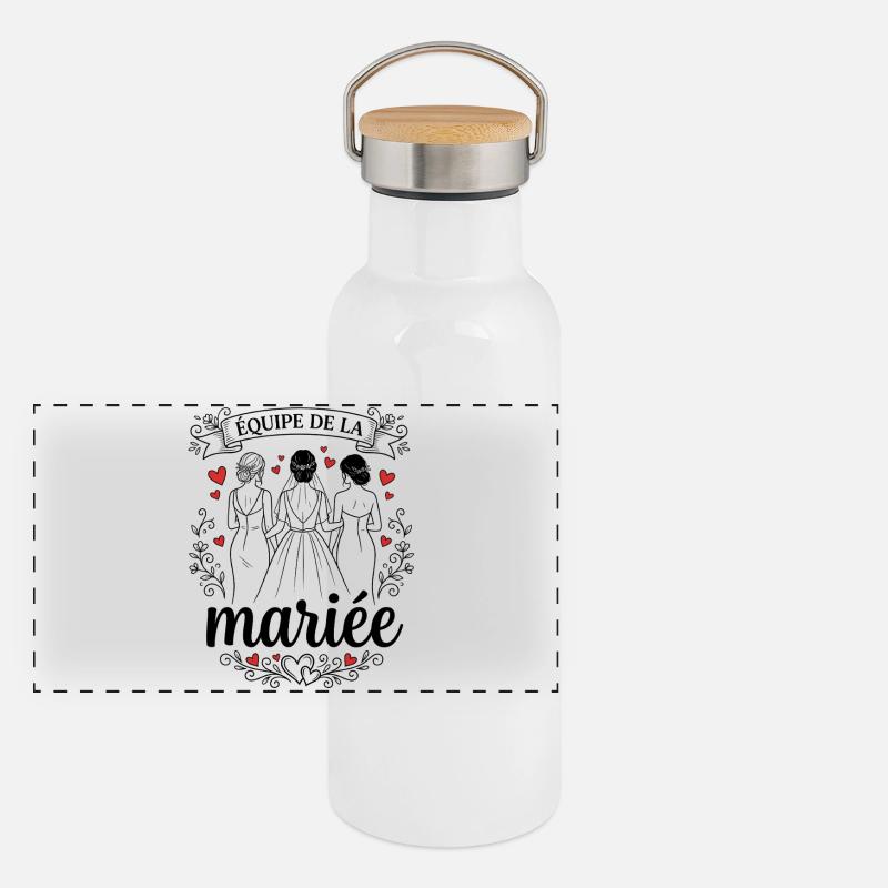 Équipe de la Mariée EVJF Témoin Mariage Gourde isotherme avec bouchon en bambou