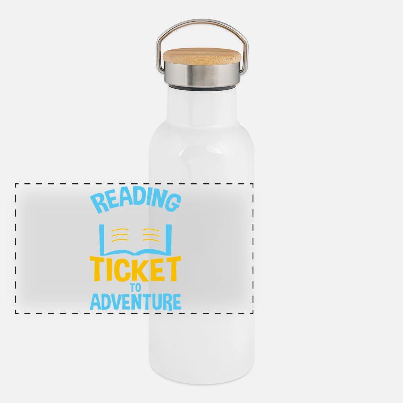 Reading is a ticket to adventures Panoramic Thermal Bottle with Bamboo Lid
