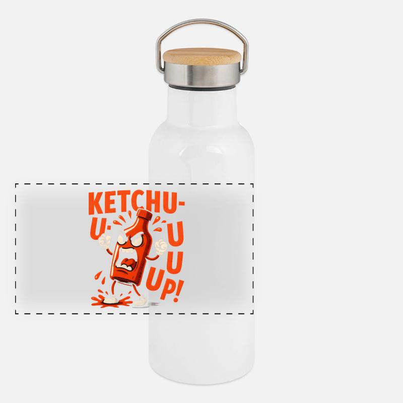 Angry Ketchup Bottle Panoramic Thermal Bottle with Bamboo Lid