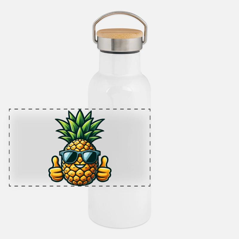 Cool Pineapple Fruity Summer Sunglasses Panoramic Thermal Bottle with Bamboo Lid