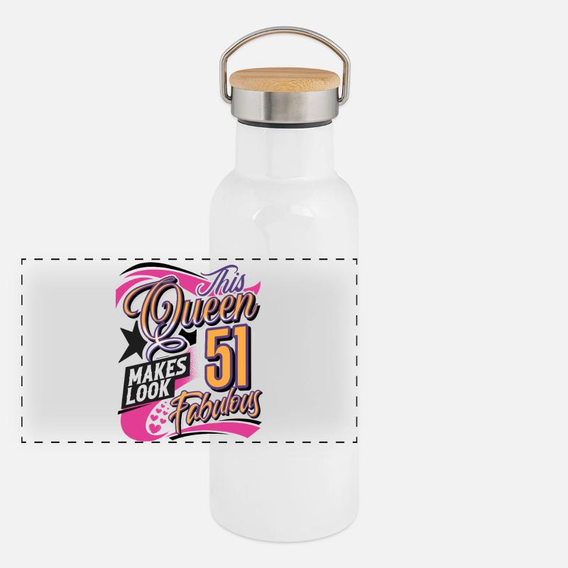 51. Geburtstag Queen Panorama Thermosflasche mit Bambusdeckel