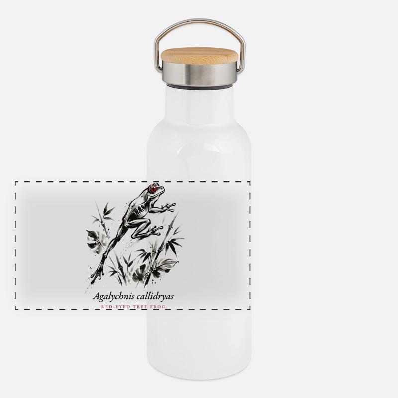 Red Eyed Tree Frog Rainforest Panoramic Thermal Bottle with Bamboo Lid