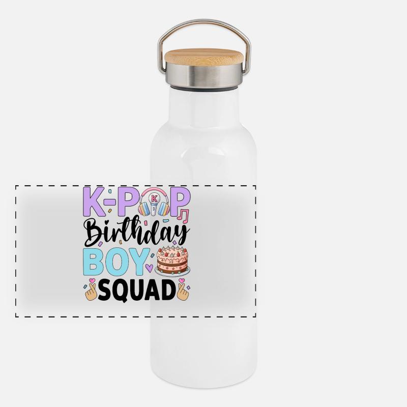 K-Pop Birthday Boy Squad Panoramic Thermal Bottle with Bamboo Lid